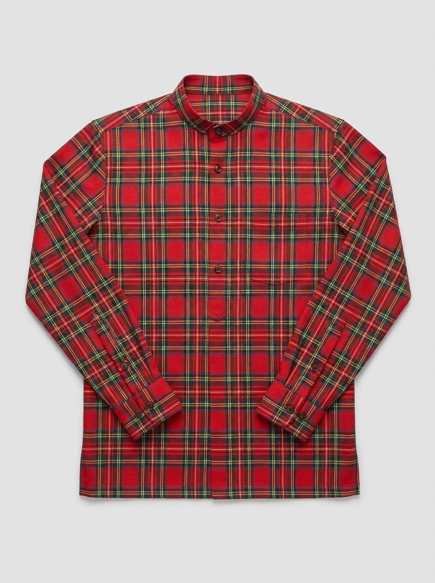 AI menswear photography India — checked shirt flat lay catalogue shot